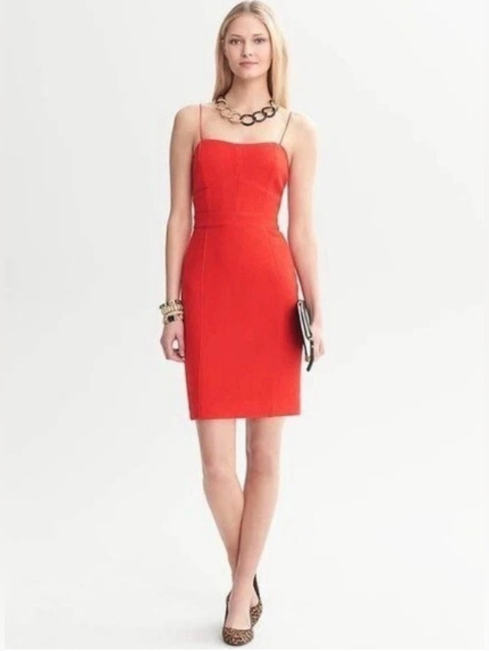 Banana Republic Size 2 Vermillion Red With Purple Piping Sheath Dress